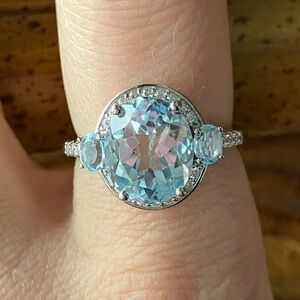 Sky Blue Topaz Sterling Silver Ring Size 8